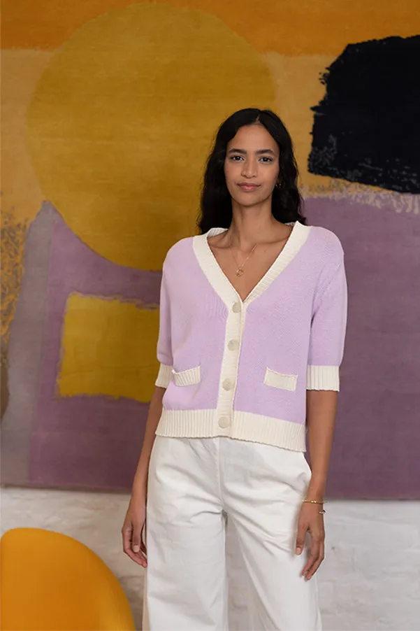 Jeff CHARLIZE PURPLE TWO TONE CARDIGAN