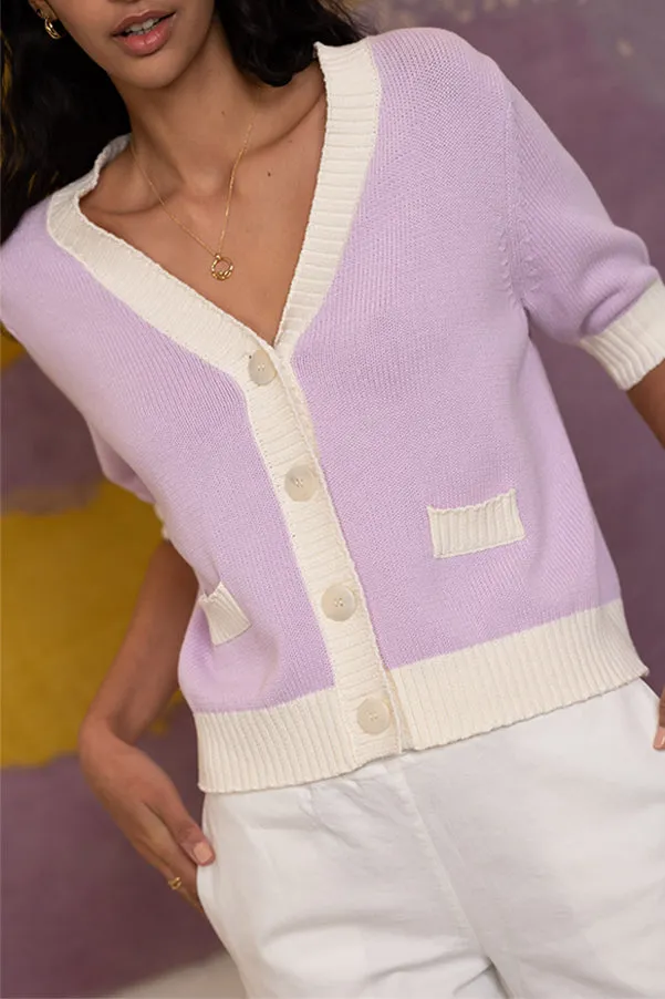 Jeff CHARLIZE PURPLE TWO TONE CARDIGAN