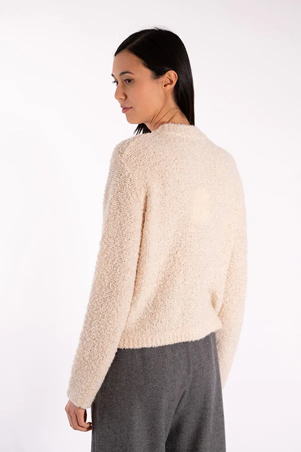 Jeff COCO OFF WHITE FLUFFY CARDIGAN