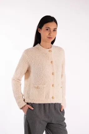 Jeff COCO OFF WHITE FLUFFY CARDIGAN