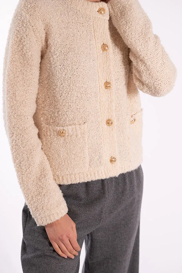 Jeff COCO OFF WHITE FLUFFY CARDIGAN