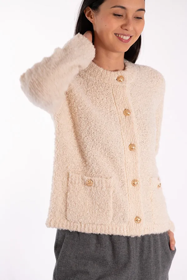 Jeff COCO OFF WHITE FLUFFY CARDIGAN