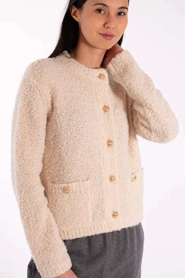 Jeff COCO OFF WHITE FLUFFY CARDIGAN