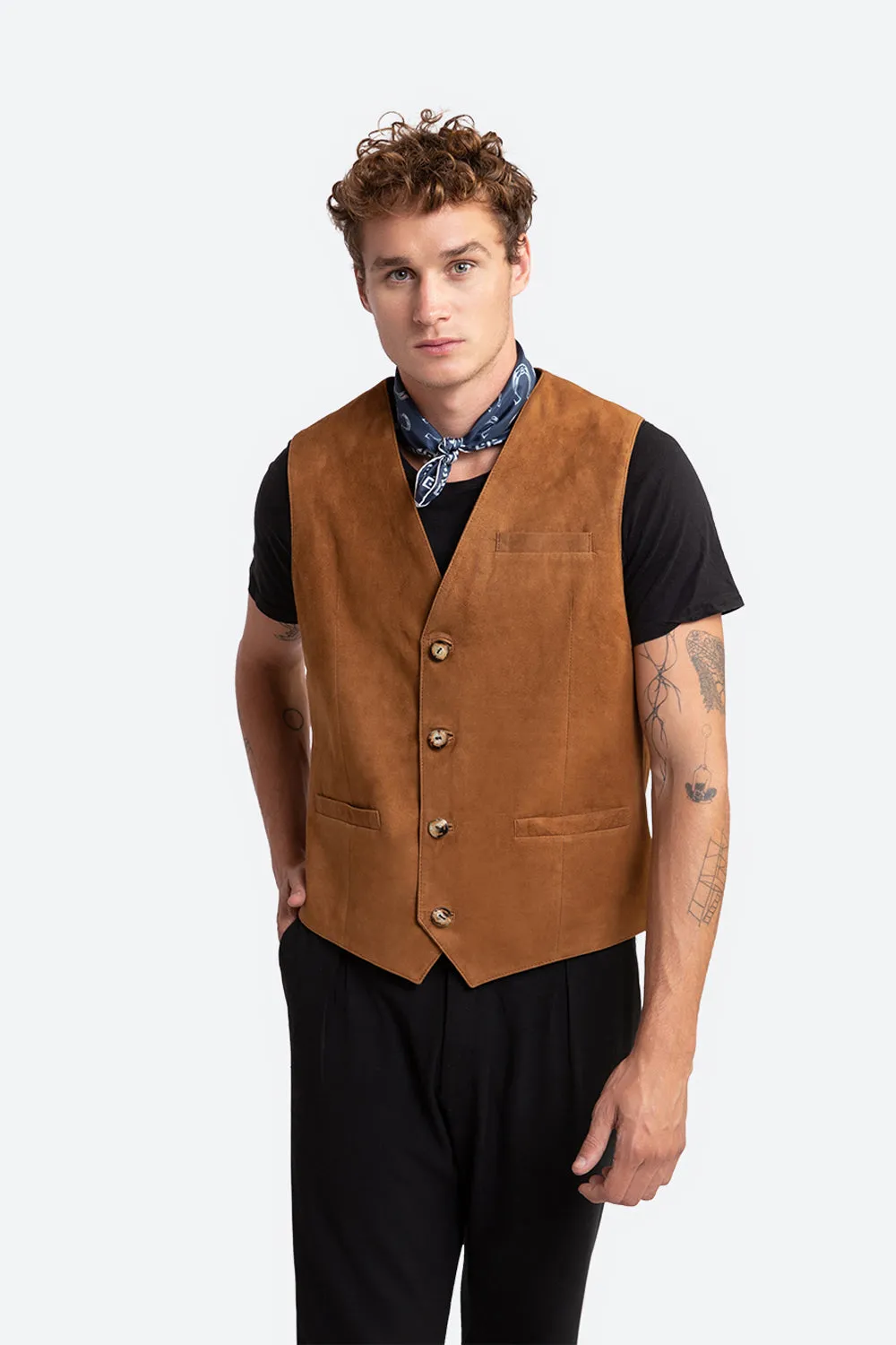 Jeronimo Suede Vest in Tan