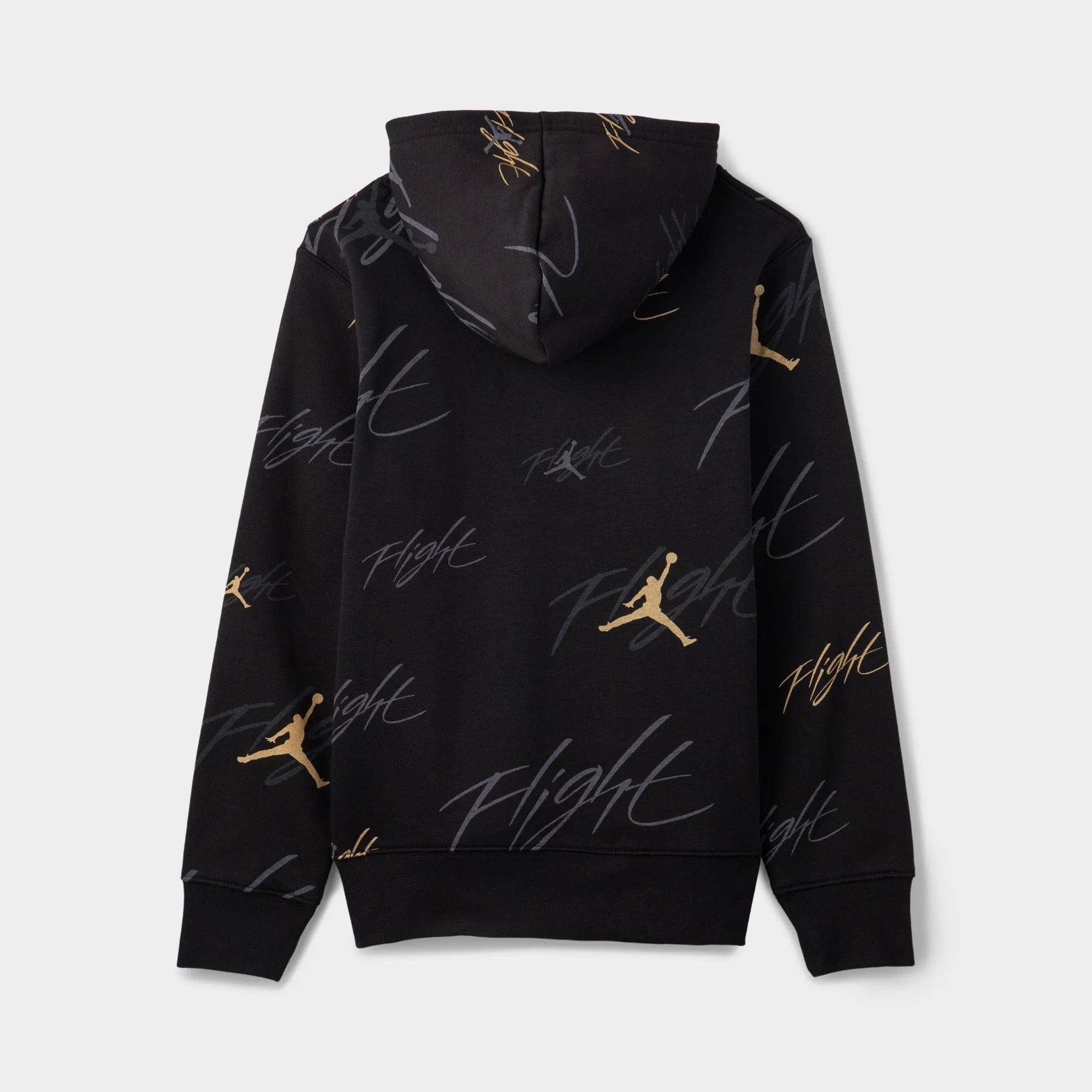 Jordan Juniors All-Over Print Pullover Hoodie Black / Gold