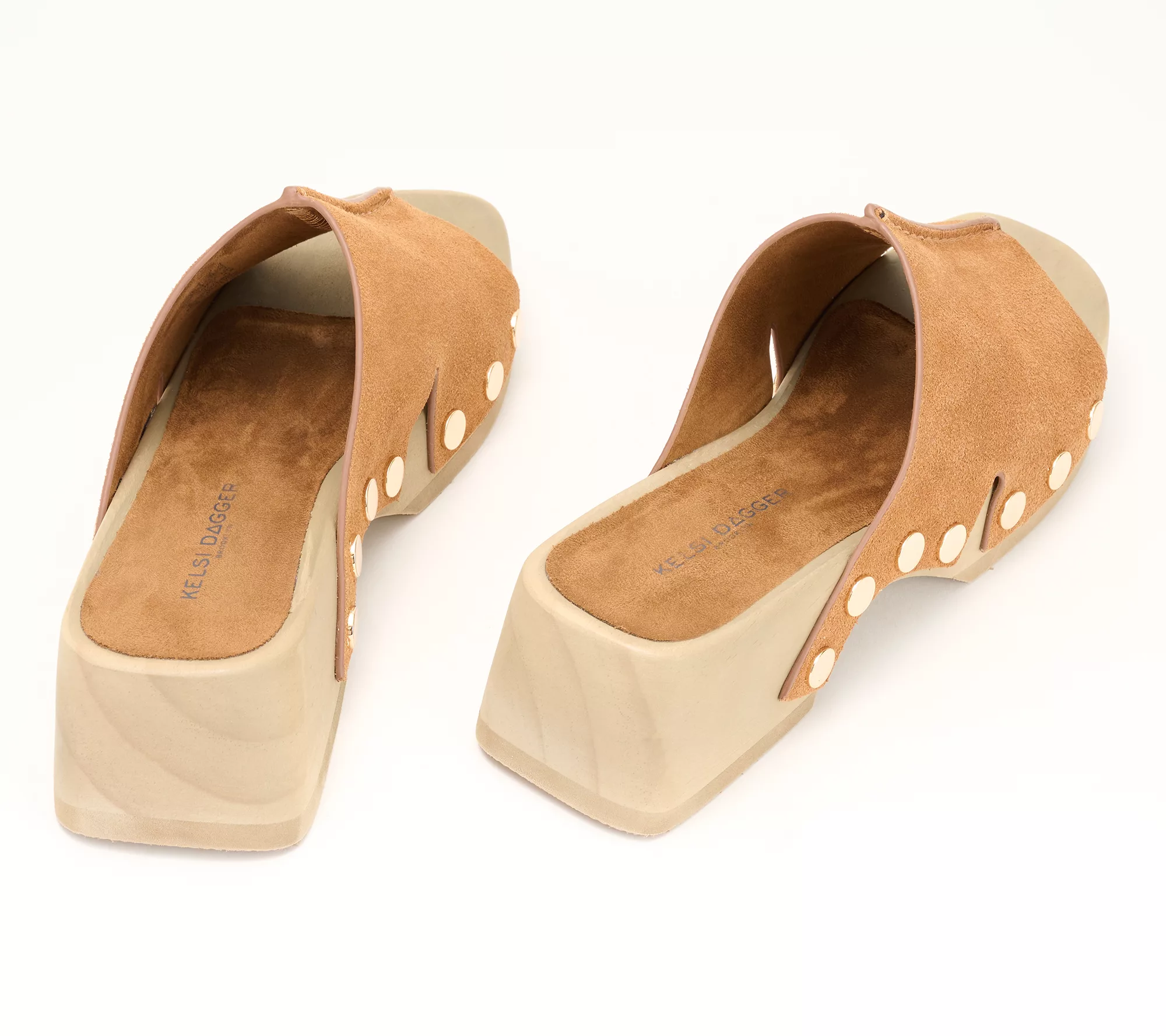 Kelsi Dagger Wooden Bottom Leather or Suede Mules - June