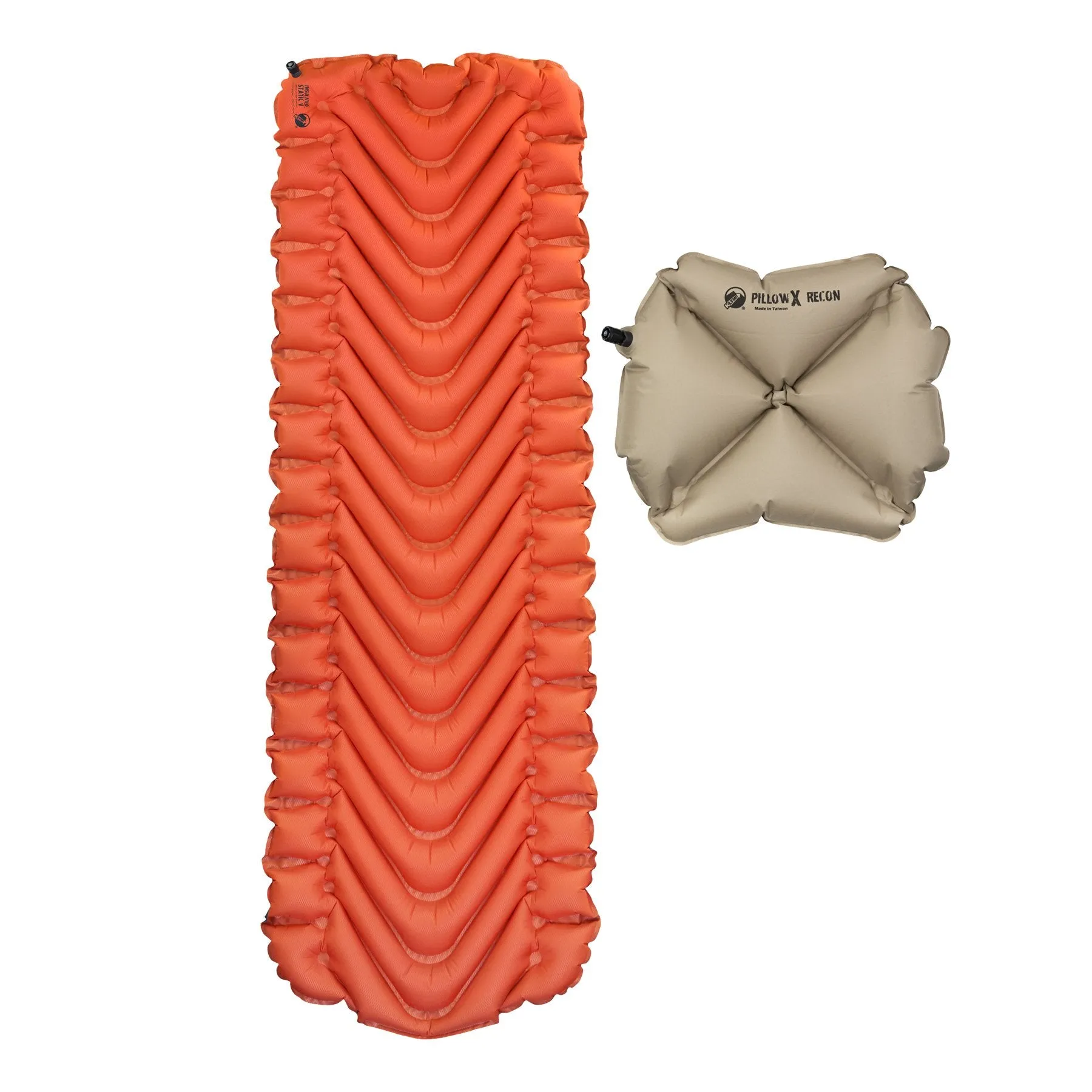 Klymit Insulated Static V Lightweight Sleeping Pad Set Options - V Sheet, Pillow X, or Air Pump & Patch Kit