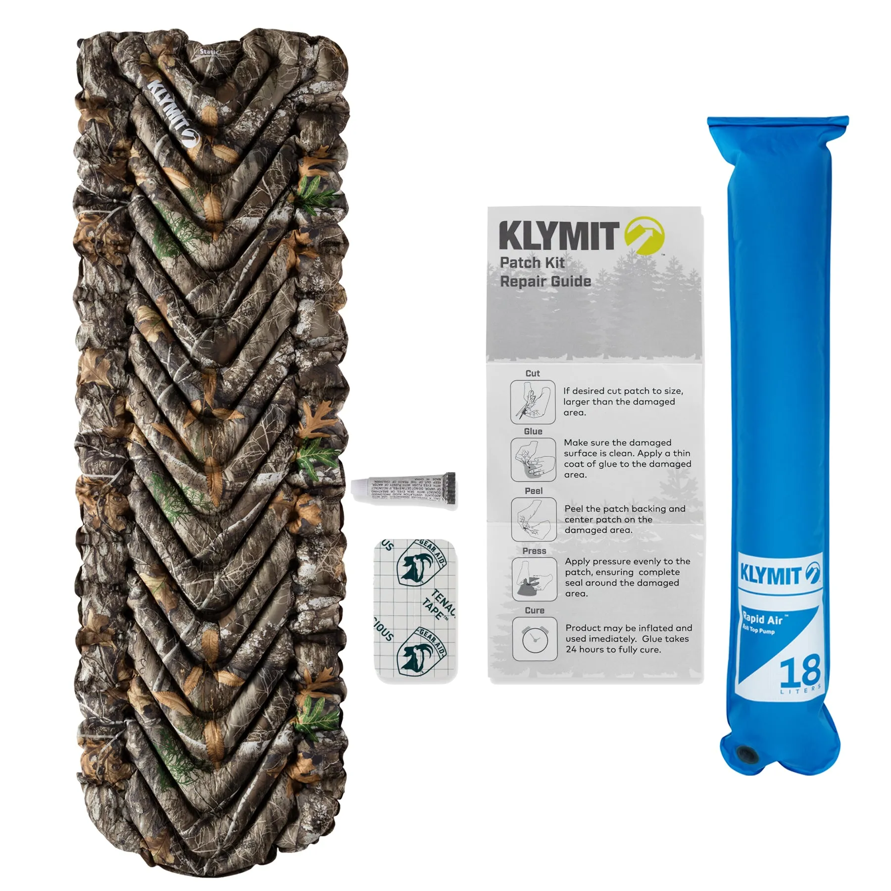 Klymit Klymit Static V Lightweight Sleeping Pad Set Options - V Sheet, Pillow X, or Air Pump & Patch Kit