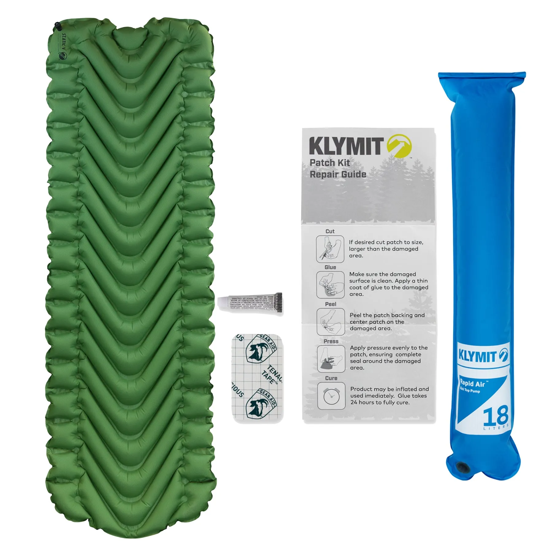 Klymit Klymit Static V Lightweight Sleeping Pad Set Options - V Sheet, Pillow X, or Air Pump & Patch Kit