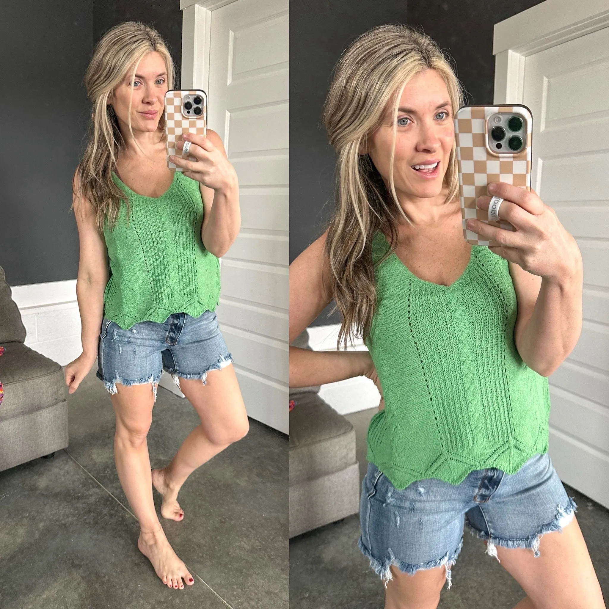 Knit Sleeveless Top In Sea Green