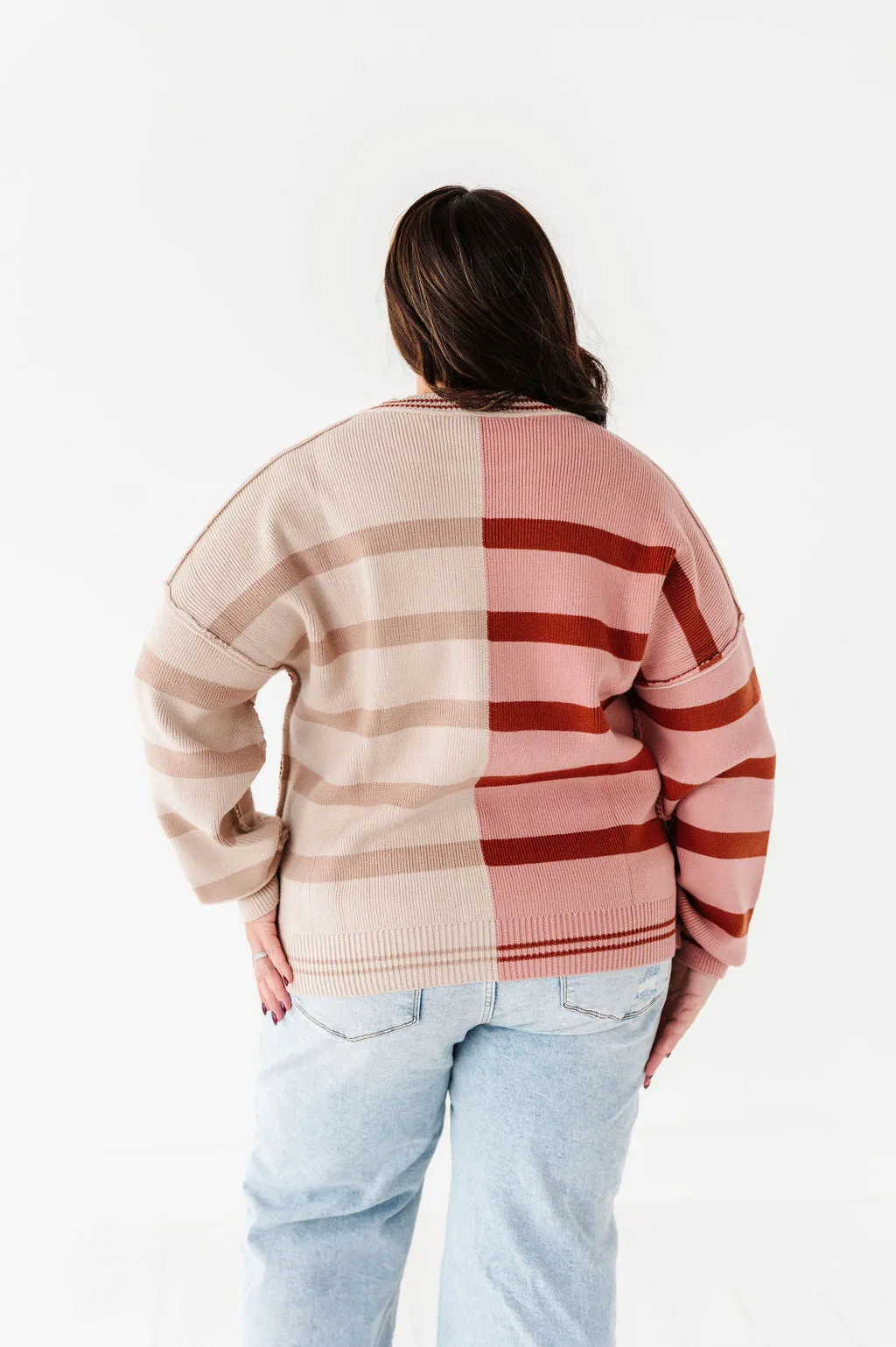 Laura Colorblock Sweater in Dusty Mauve