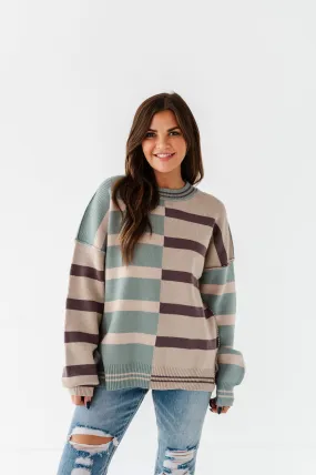 Laura Colorblock Sweater in Sage