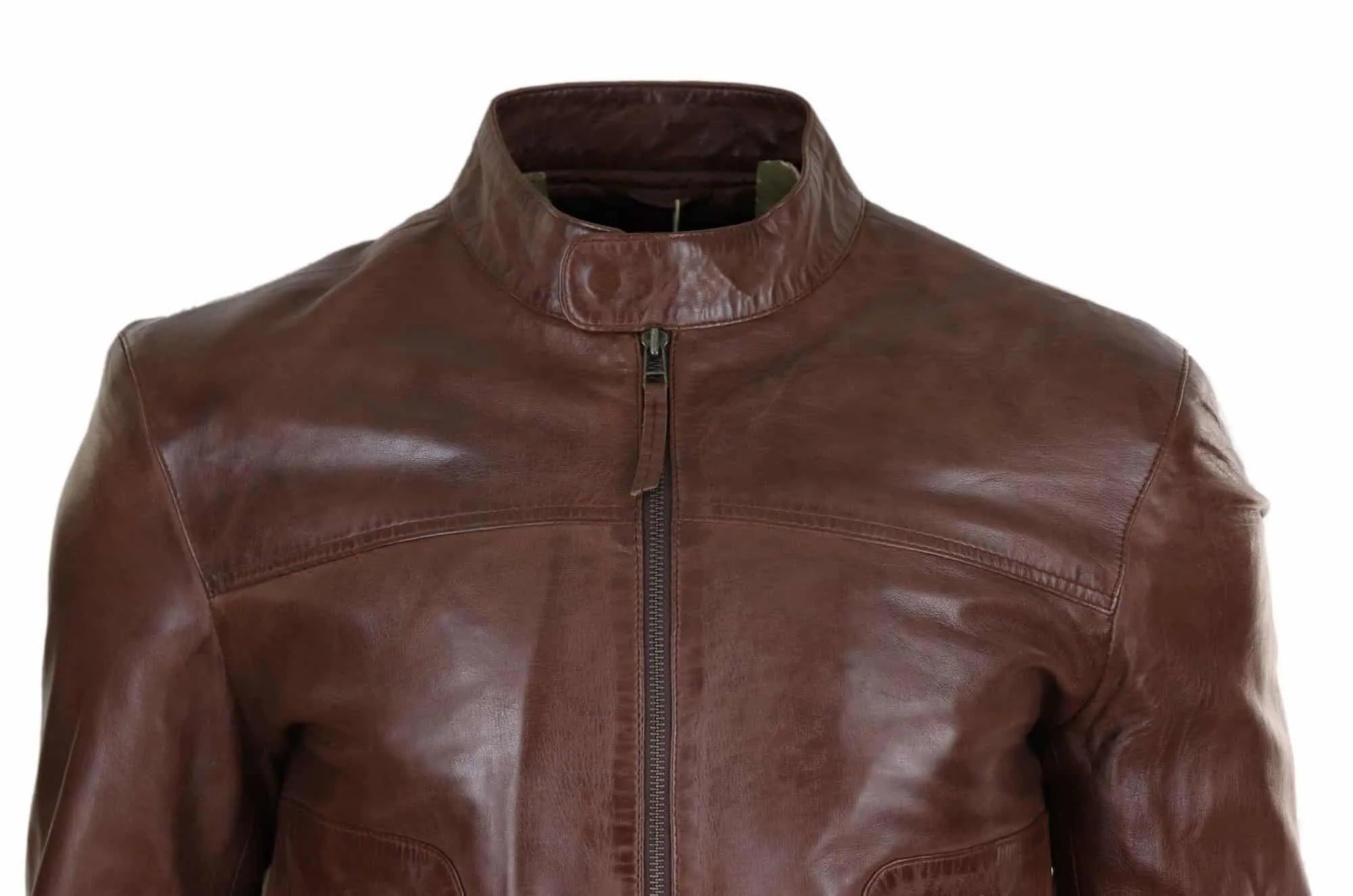 Lear Leather Classic Men's Biker Style Jacket - Brown