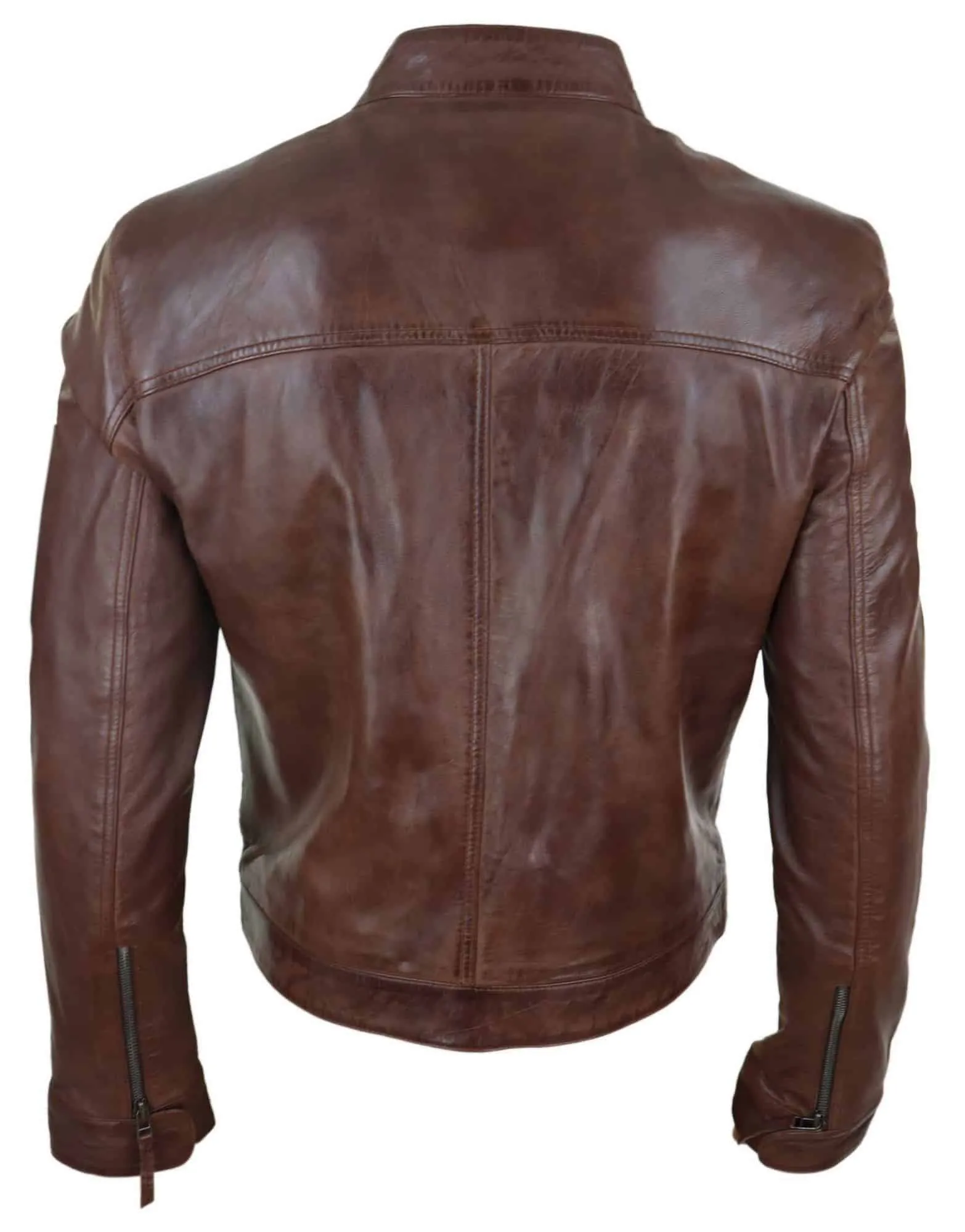 Lear Leather Classic Men's Biker Style Jacket - Brown