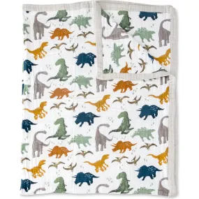 Little Unicorn Cotton Muslin Big Kid Throw Quilt, Dino Friends