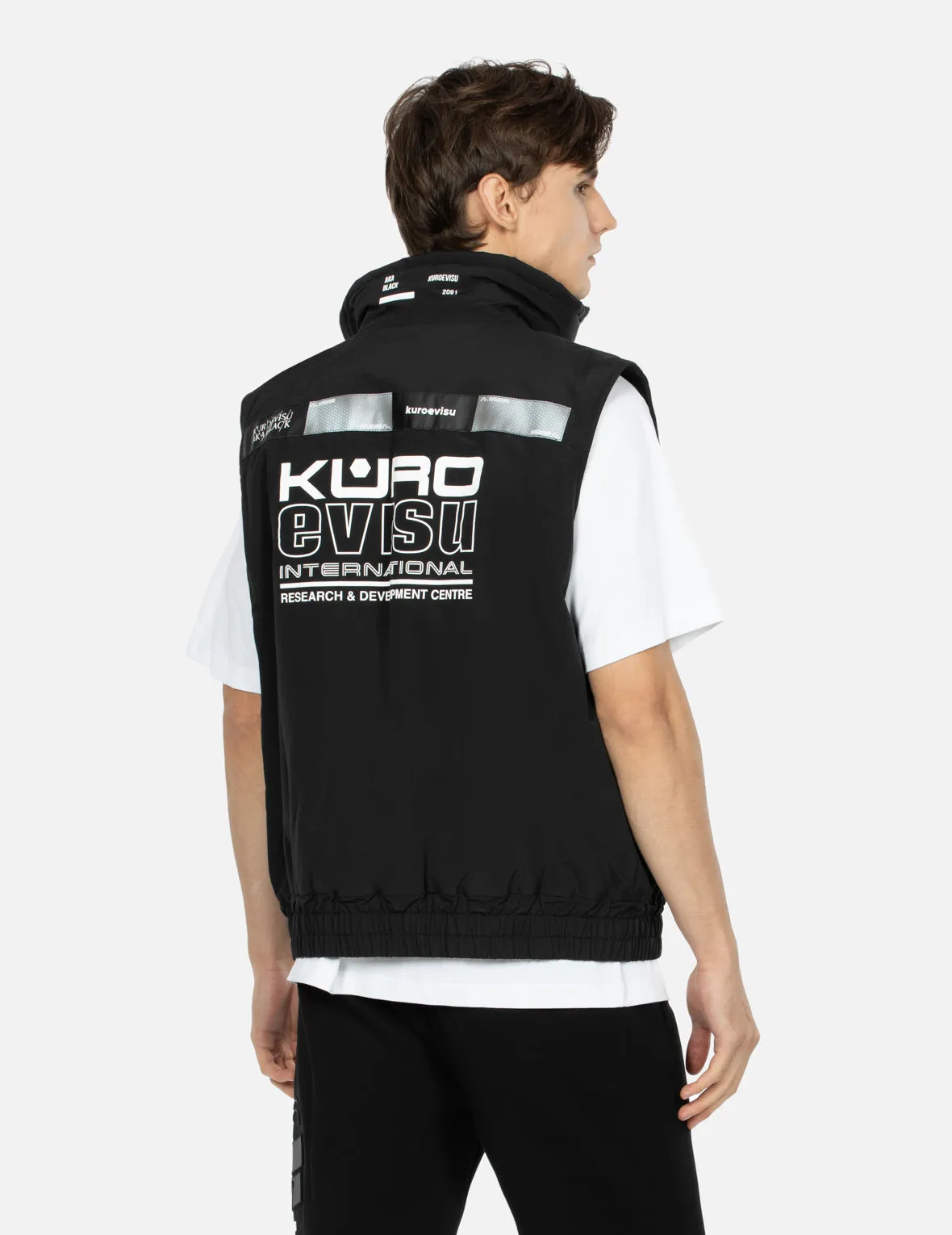 Logo Print Reflective Tapes Regular Fit Padded Vest