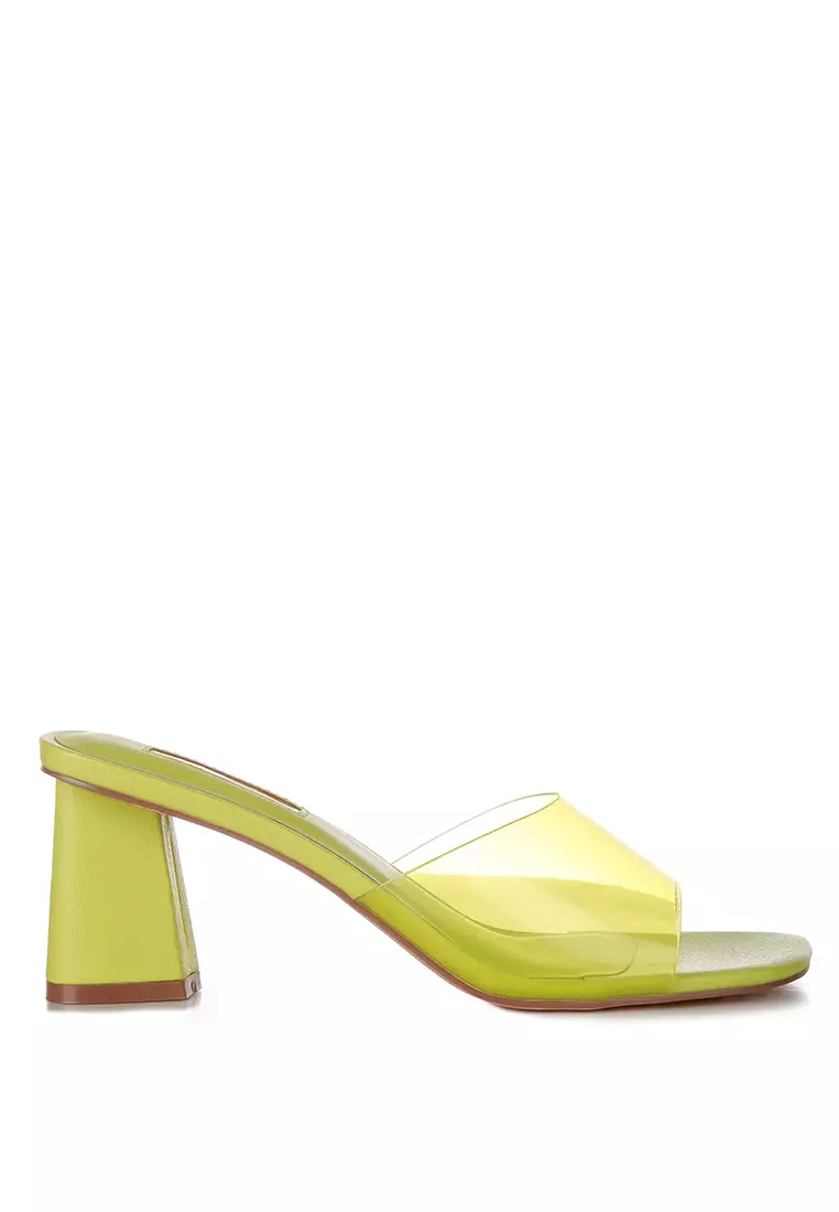 London Rag Lime Clear Strap Slip On Mules