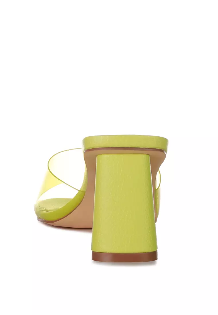 London Rag Lime Clear Strap Slip On Mules