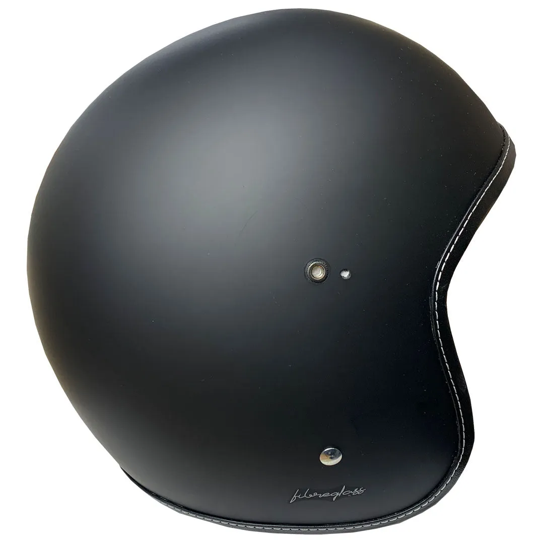 Low Profile Matt Black ECE Approved Open Face FS Retro Helmet bundle