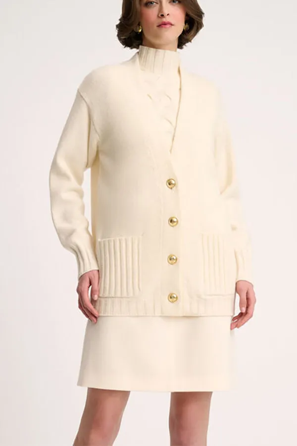 Luisa Spagnoli CANOLO CREAM CASHMERE BLEND CARDIGAN