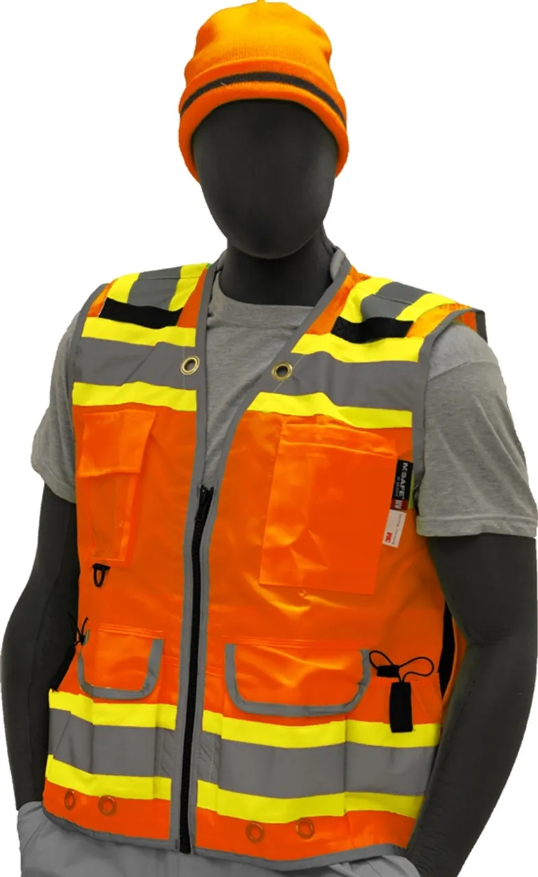 Majestic Class 2 Hi Vis Orange Two-Tone Surveyors Safety Vest 75-3236