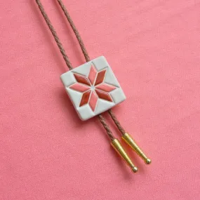 Meghan MacWhirter Quilt Square Bolo Tie (Salmon and Brown)