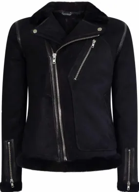 Men's Black Sheepskin Brando Biker Jacket