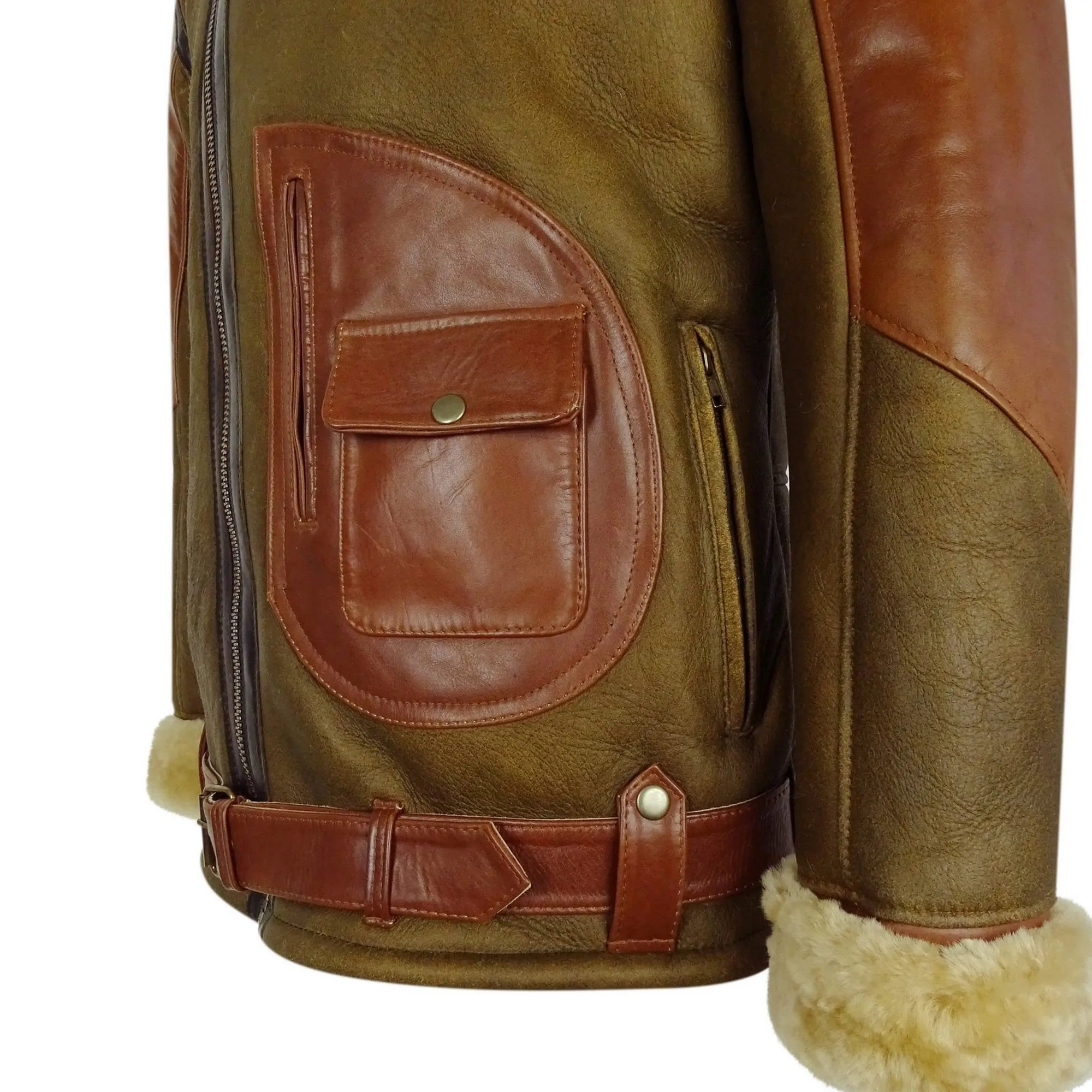 Men's Brown Ginger Sheepskin Leather Flying Jacket