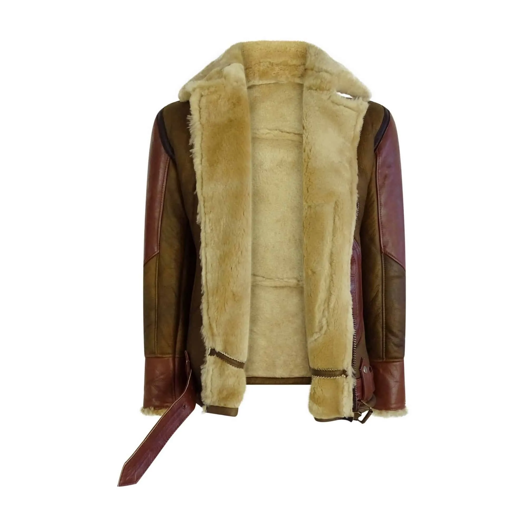 Men's Brown Ginger Sheepskin Leather Flying Jacket