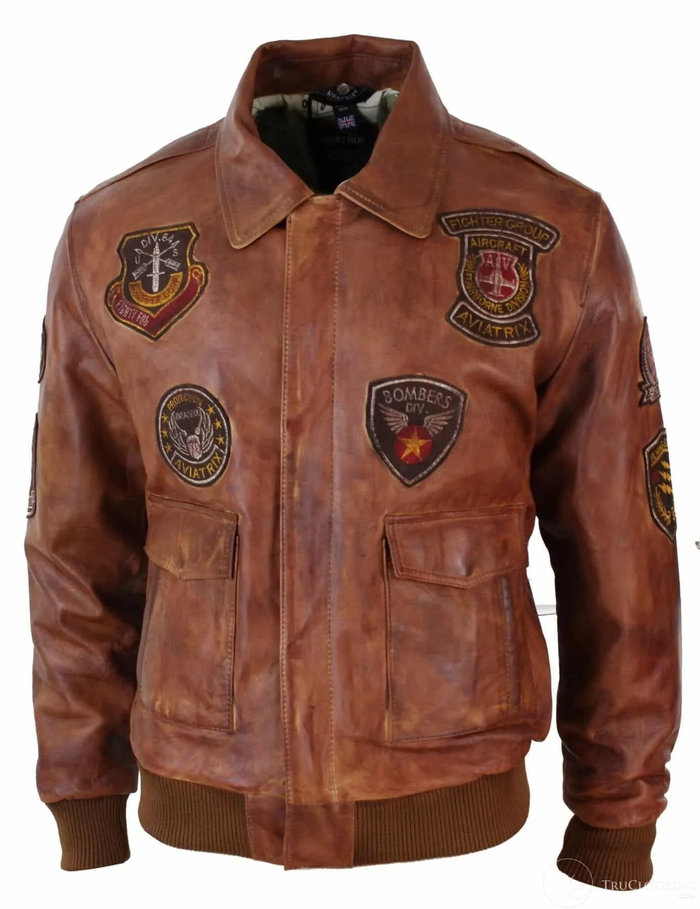 Mens Aviator Flying Pilot Bomber Jacket Vintage Tan Removable Black Fur Collar-Nevada Timber