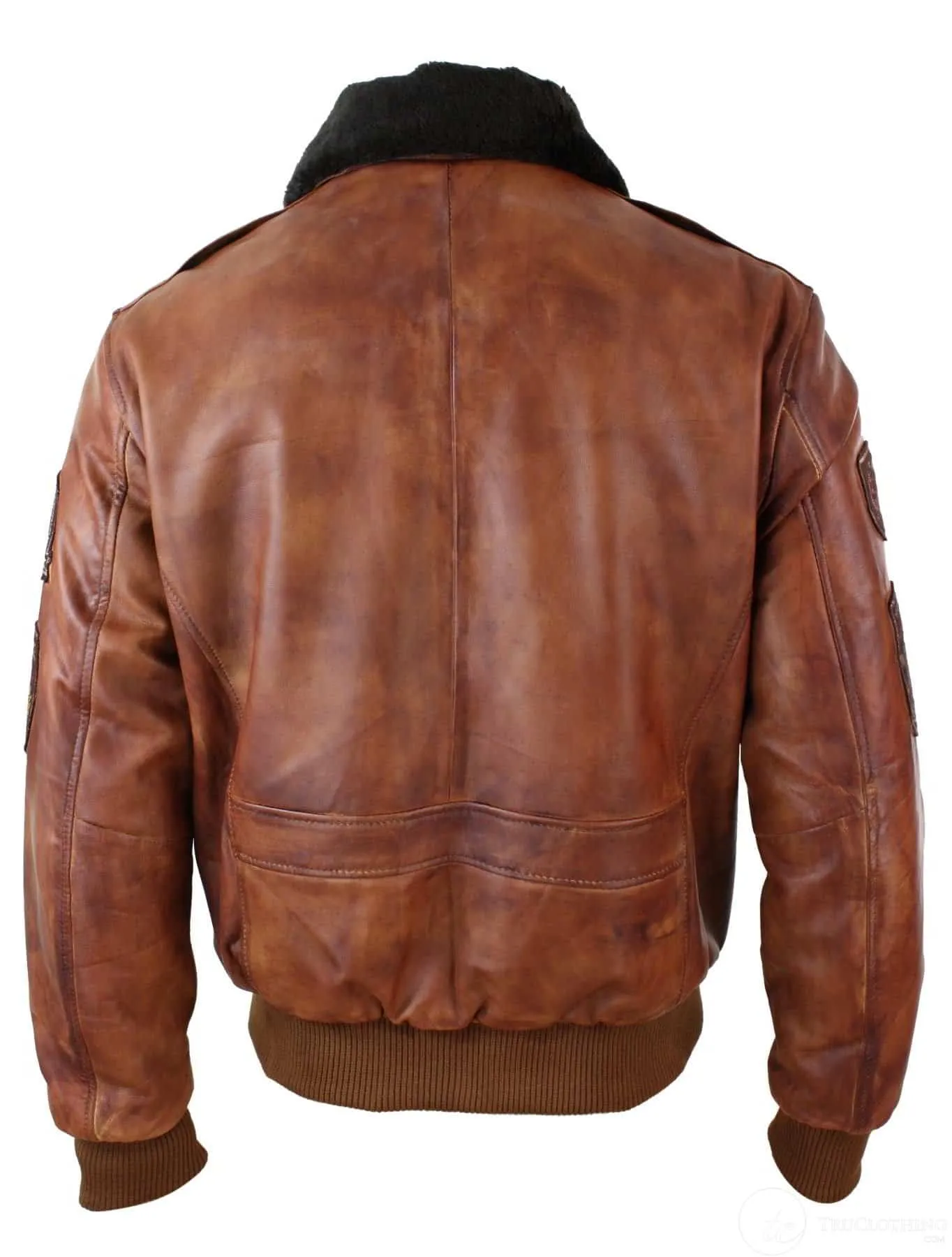 Mens Aviator Flying Pilot Bomber Jacket Vintage Tan Removable Black Fur Collar-Nevada Timber