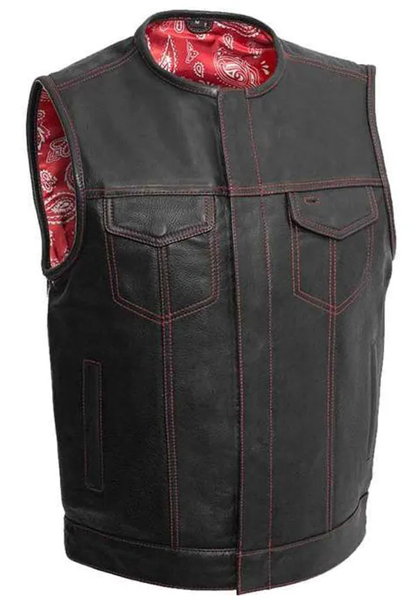 Men’s Black Leather Biker Vest