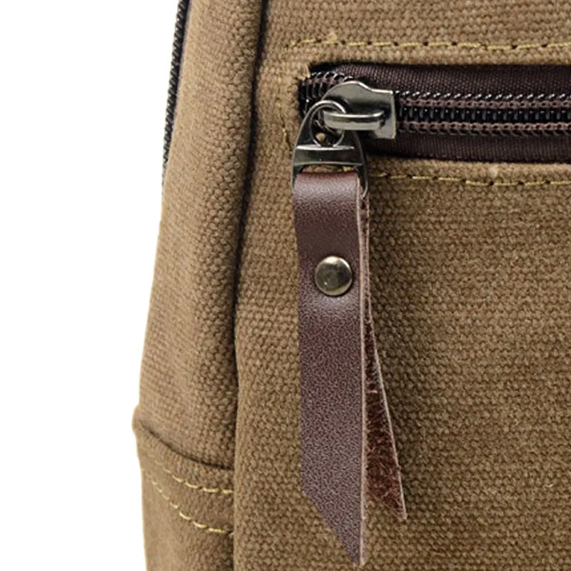 Mens Casual Zipper Canvas Unbalance Crossbody Shoulder Bag Chest Bag