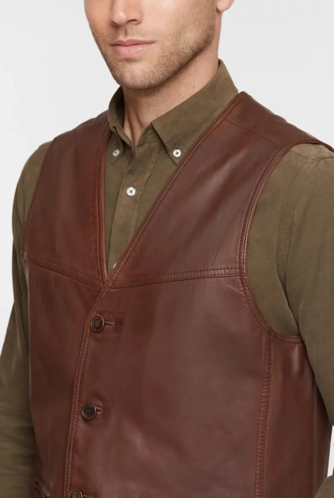 Men's Chocolate Brown Leather Vest