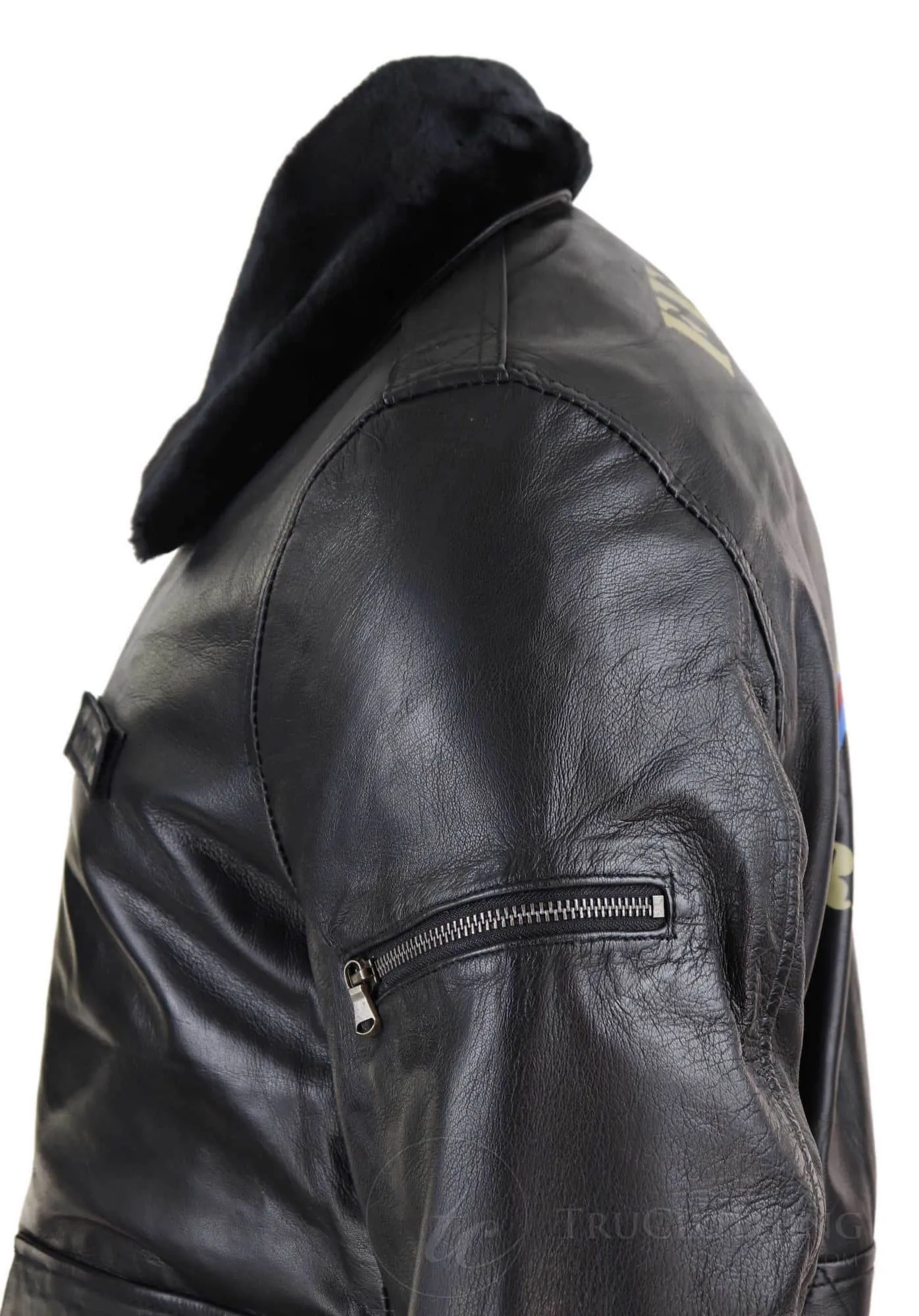 Mens Classic Real Leather Bomber Jacket