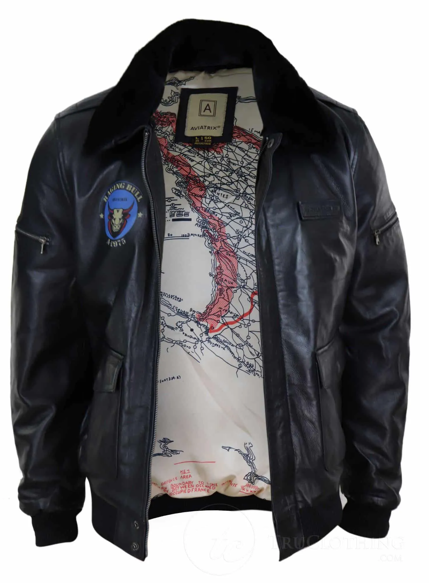 Mens Classic Real Leather Bomber Jacket