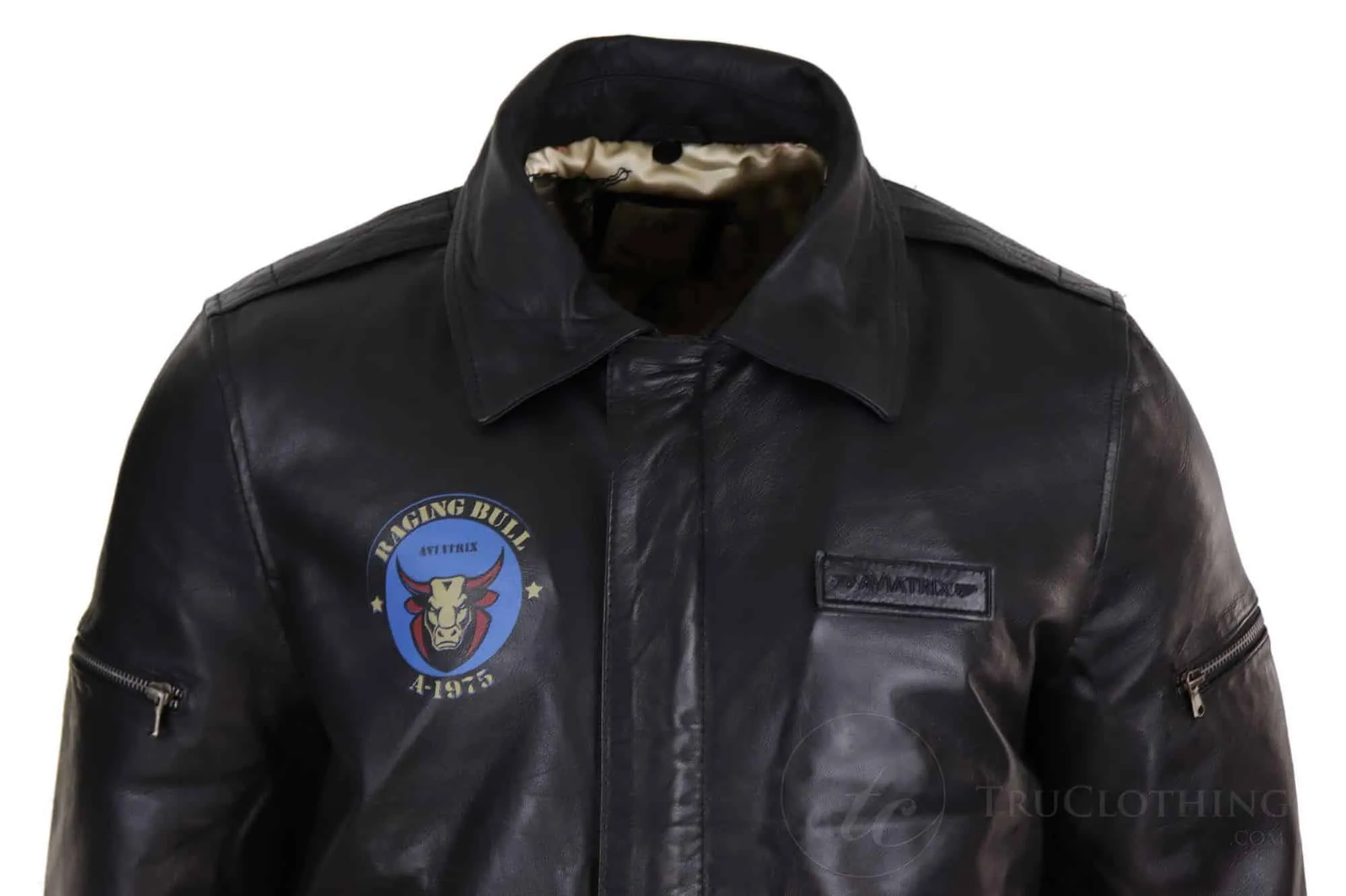 Mens Classic Real Leather Bomber Jacket