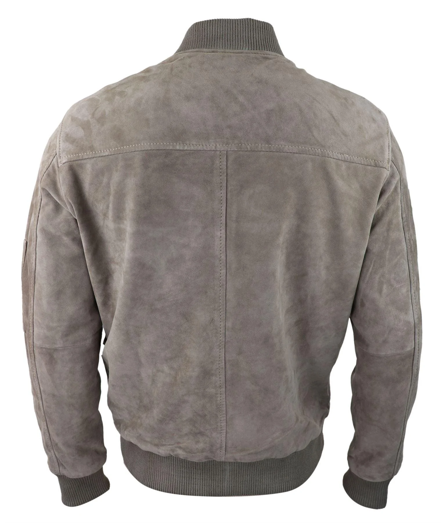 Mens Genuine Suede Bomber Jacket Leather Casual Varsity VIntage Smart Casual Beige