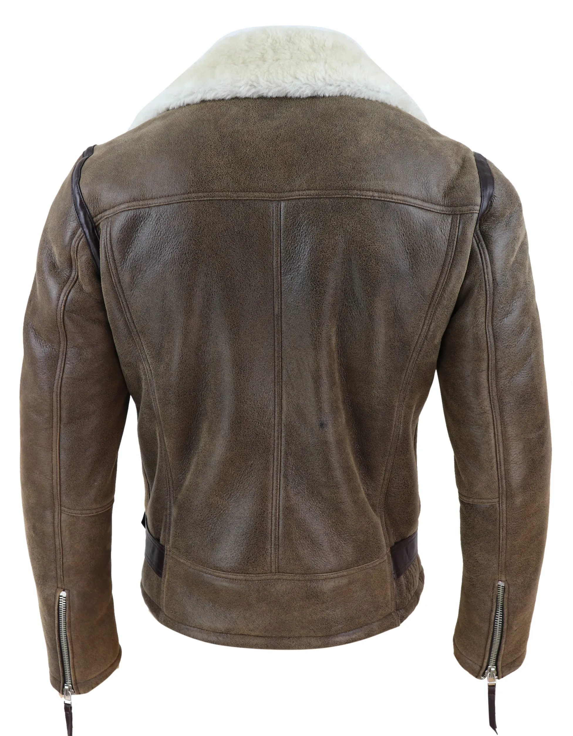 Mens Shearling Brown Sheepskin Vintage Jacket