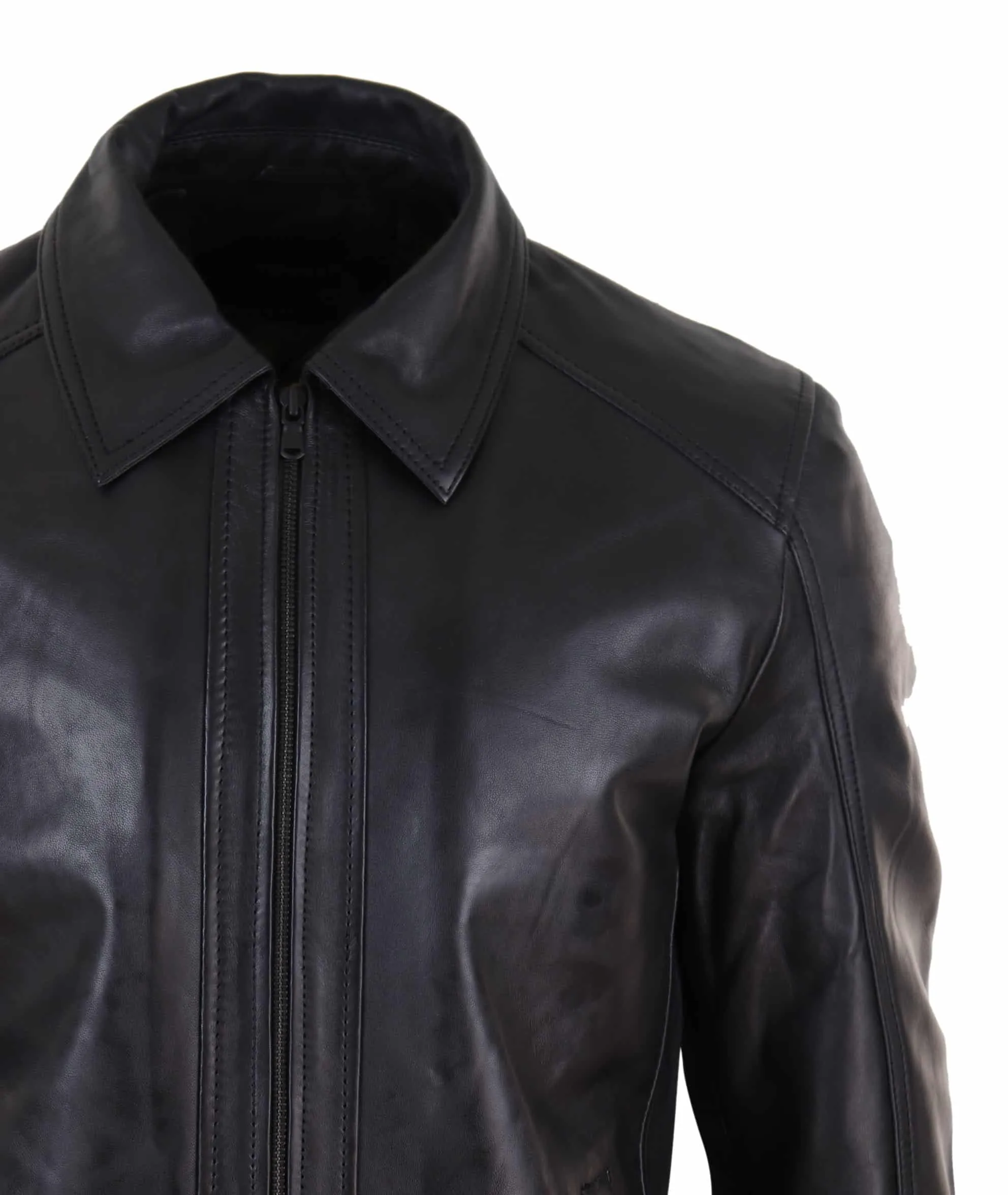 Mens Soft Nappab Black Leather Jacket