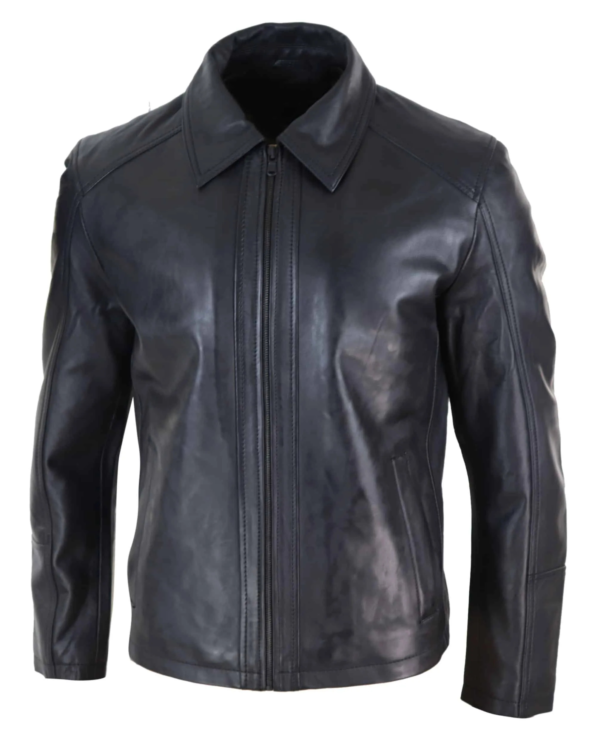 Mens Soft Nappab Black Leather Jacket