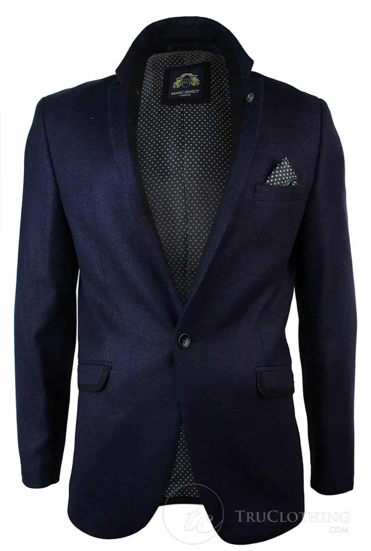 Mens Violet Herringbone Tweed Vintage Slim Fit Blazer Jacket Black Trim Smart Casual-Purple