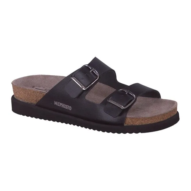 Mephisto  Womens Harmony Sandanyl Black Dual Strap Mules 2800