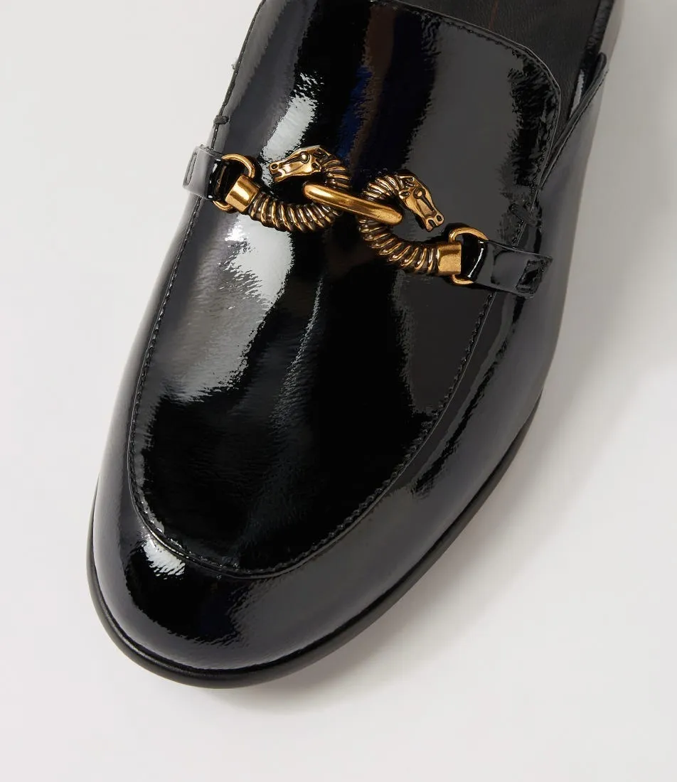 MIDAS Jespa Black Patent Leather Mules