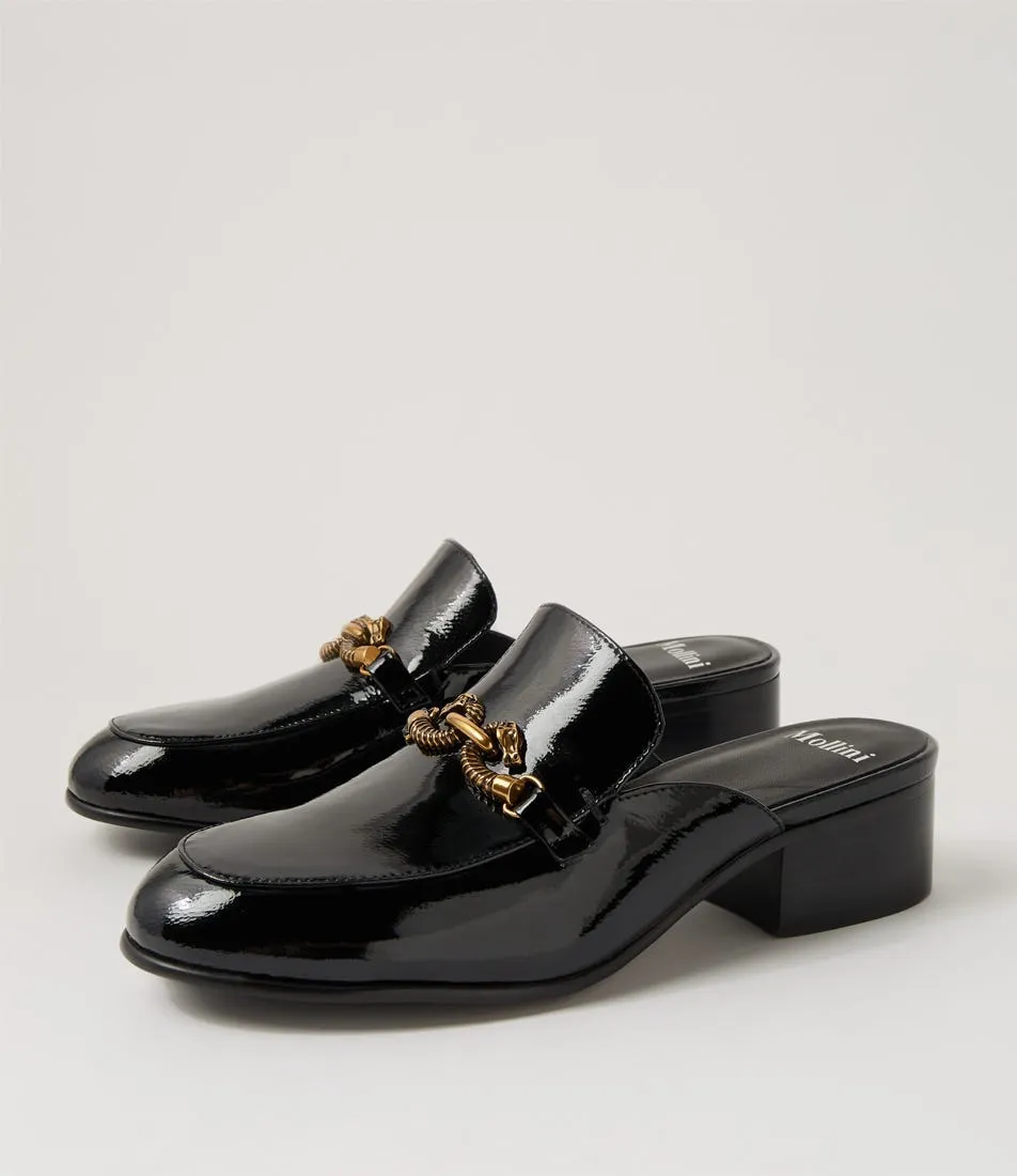 MIDAS Jespa Black Patent Leather Mules