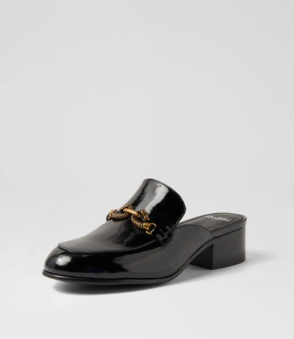 MIDAS Jespa Black Patent Leather Mules