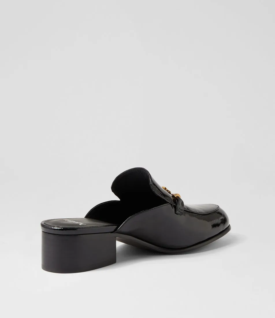 MIDAS Jespa Black Patent Leather Mules