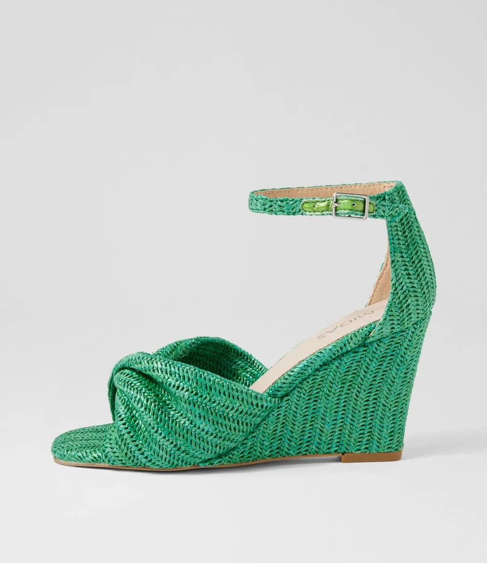 MIDAS Kyate Emerald Synthetic Raffia Sandals