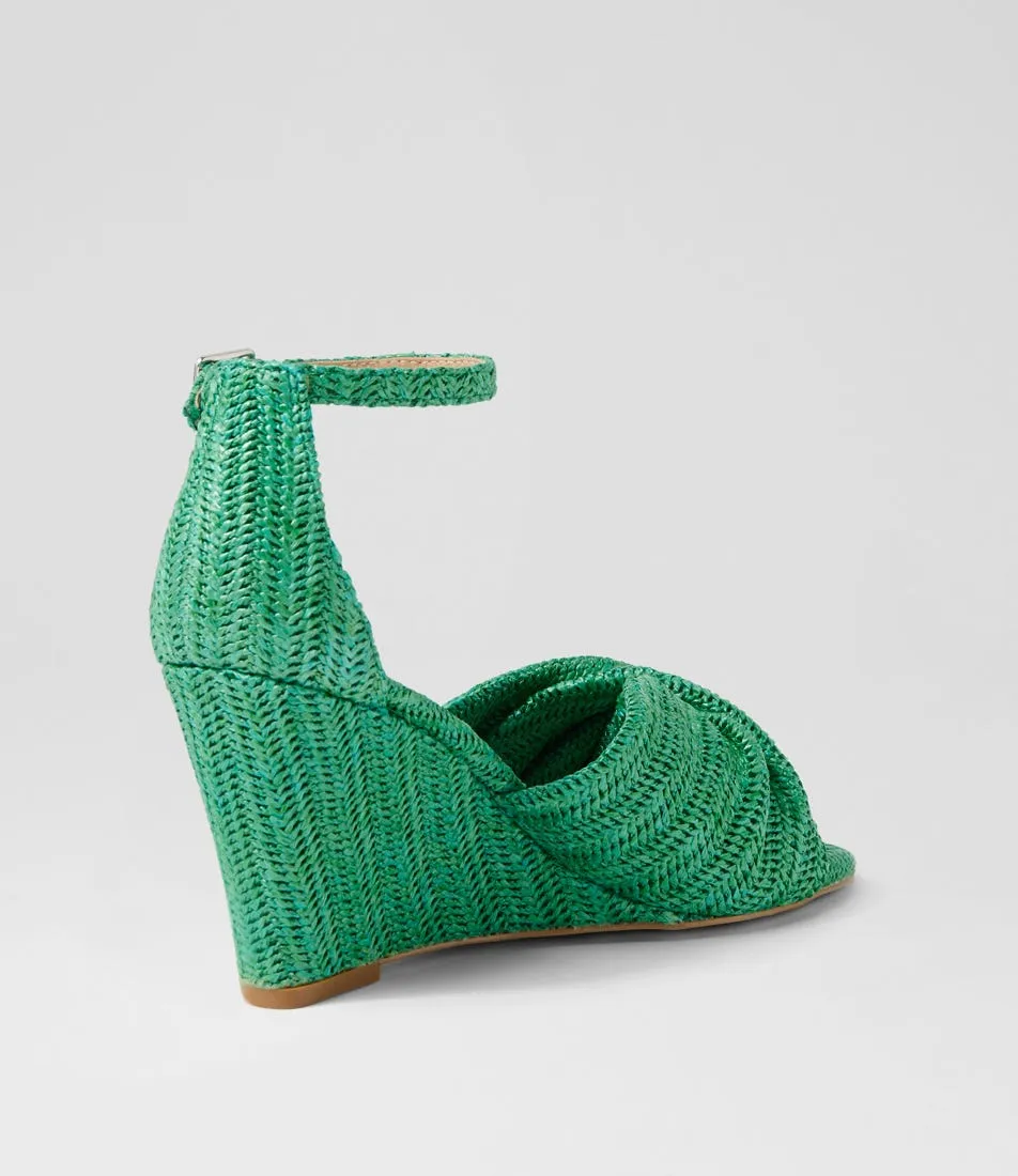 MIDAS Kyate Emerald Synthetic Raffia Sandals