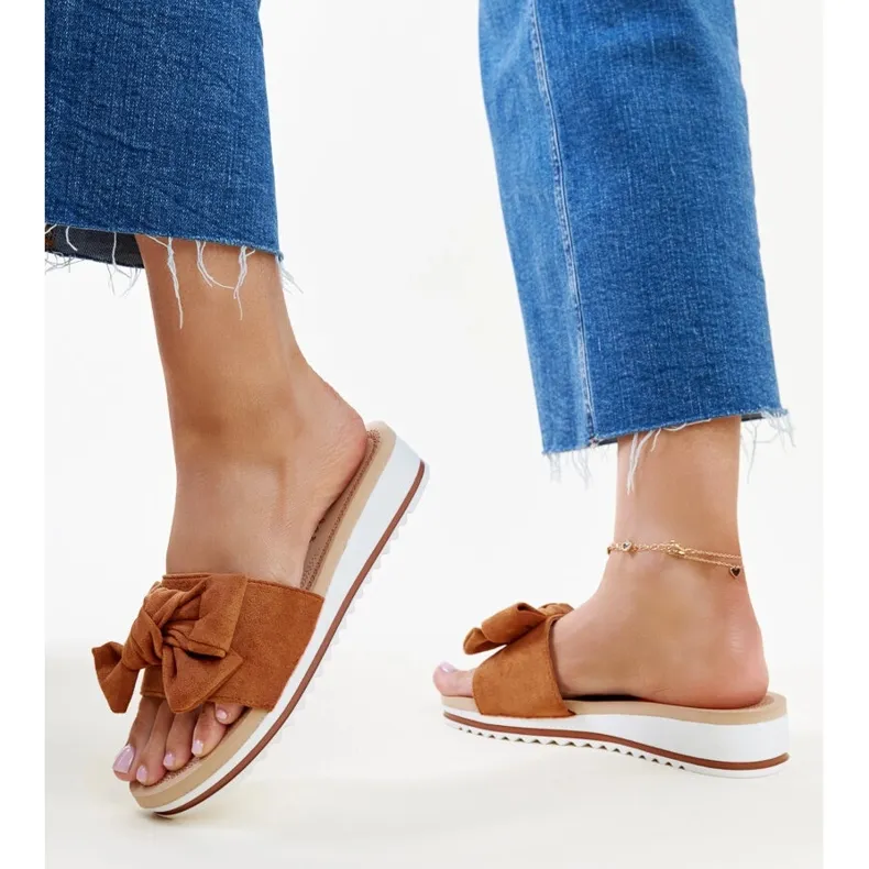 Mikhaila's brown low-heeled mules